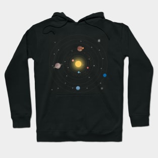 Model of the solar system, top view. Hoodie